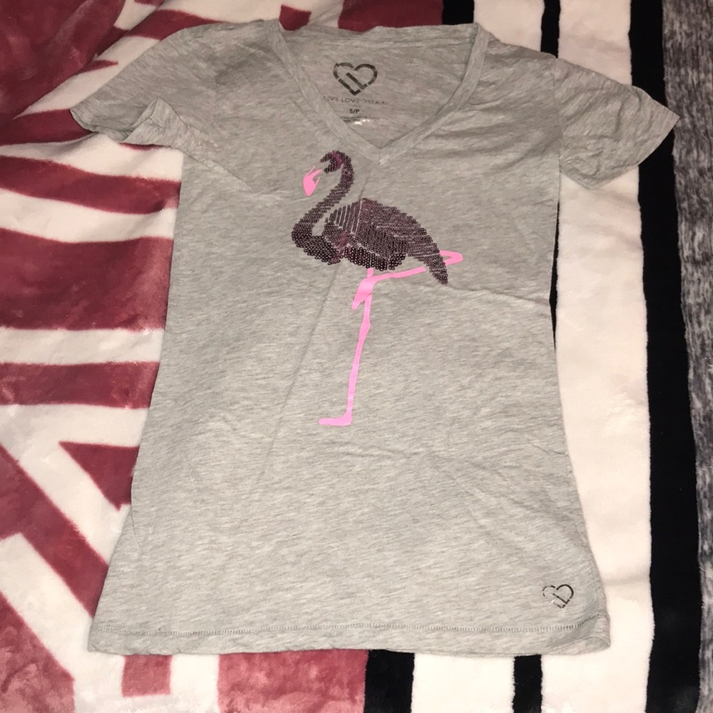 Aeropostale Gray Flamingo Tee - Short Sleeve